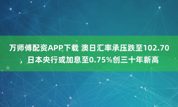 万师傅配资APP下载 澳日汇率承压跌至102.70，日本央行或加息至0.75%创三十年新高