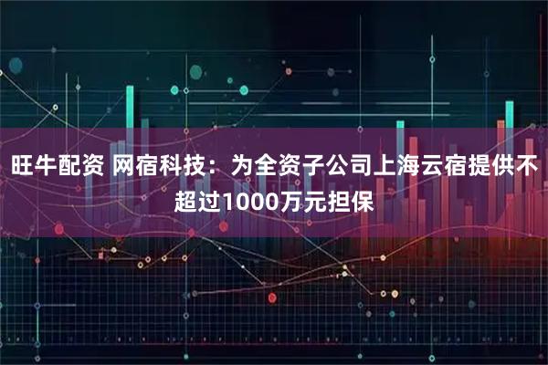 旺牛配资 网宿科技：为全资子公司上海云宿提供不超过1000万元担保